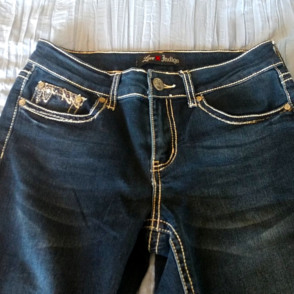 Love Indigo dark stretch boot cut jeans